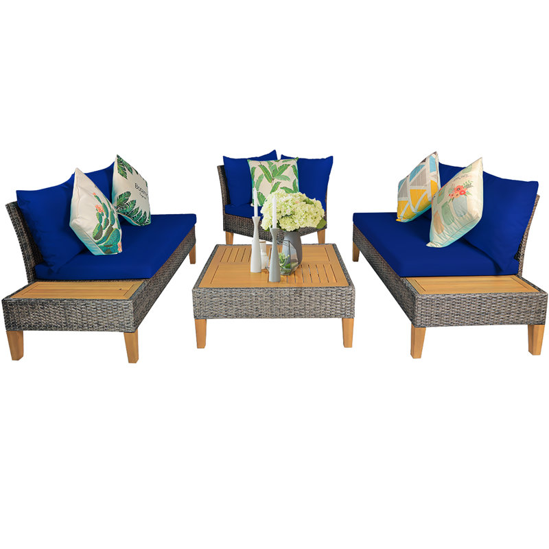 Akash Acacia 6 - Person Patio Conversation Set with Cushions
