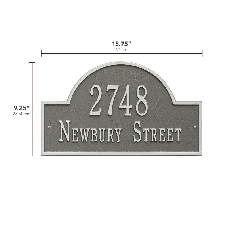 2-Line Wall Address Plaque, Pewter and Silver, Yes
