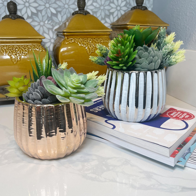 4" Ceramic Flower Pot Planter Home Décor, White