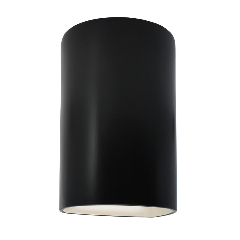 Awni Ceramic Flush Mounted Sconce, 12.5" H x 7.75" W x 6.25" D, Carbon Matte Black, Incandescent (Not included)