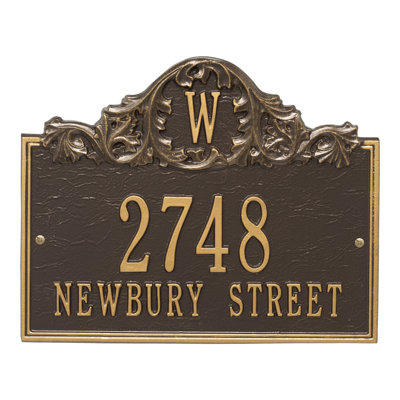 Acanthus Monogram 3-Line Wall Address Plaque