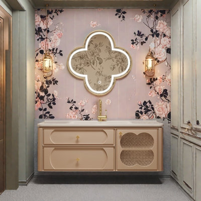 French high-end cream style bathroom cabinet