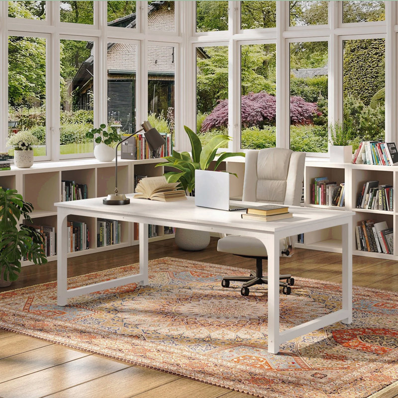 Waltman Desk, White, 29.52" H x 62.99" W x 31.49" D