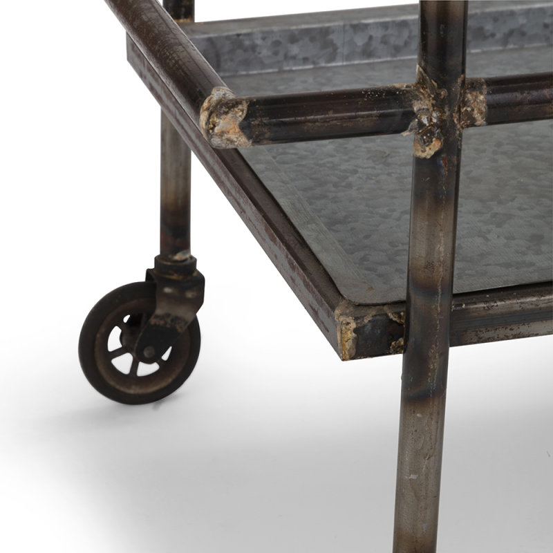 Chariot de bar Percy en métal galvanisé 30,7 x 17,1 x 34,6 po pour la maison