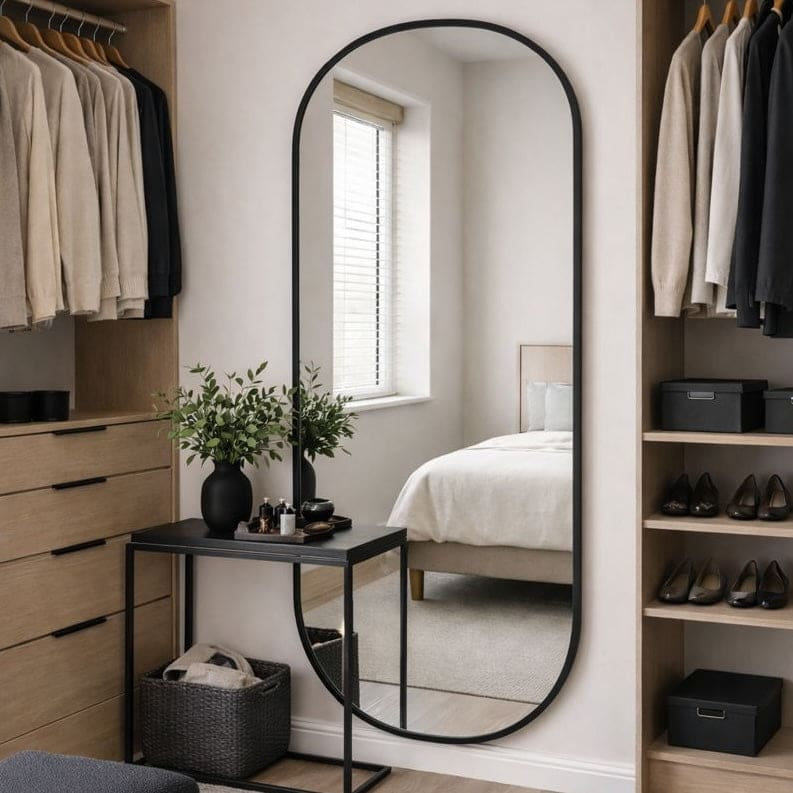 B&Q - Jōbū Jobu HomeEmiLarge Full Length Black Metal Runway Oval Mirror180Cm X 80Cm - Image 3