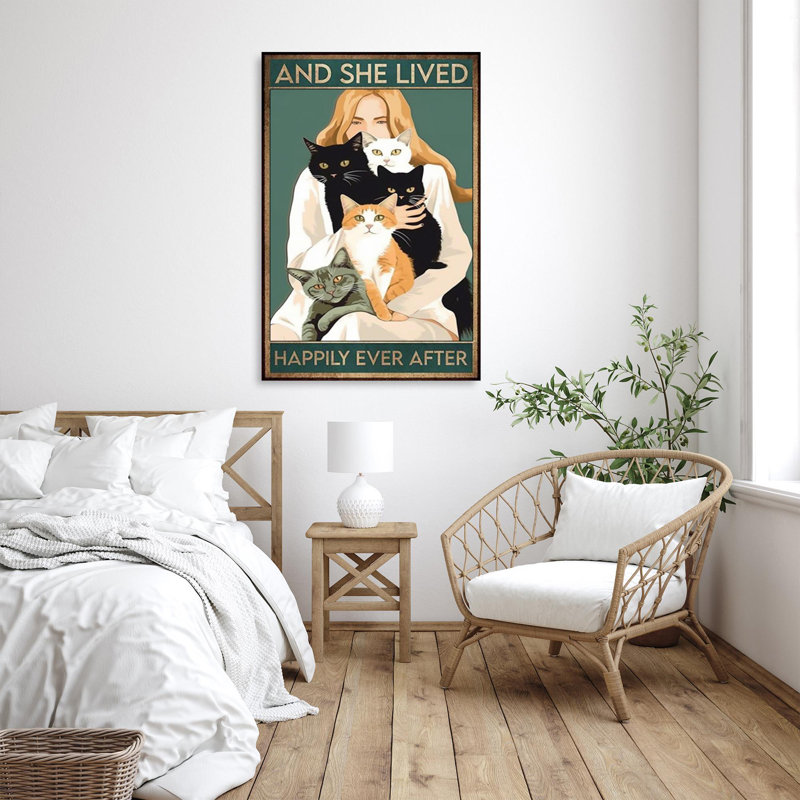 " Cats And She Lived Happily ", 20" H x 16" W x 1.25" D