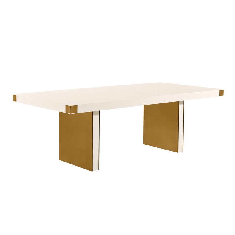 Cream and Gold Ash Wood Rectangular Dining Table