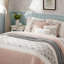 Courtepointe double / grand en coton 6 pièces et coussins décoratifs pour lit de détente-124755146-124755149