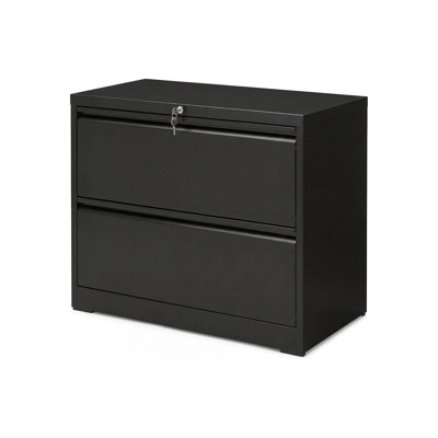 Simpli-Magic 2-Drawer File Cabinet with Lock, Compact Metal Filing Cabinet for Letter, Legal & A4 Hanging Files, Heavy-Duty Steel Home & Office Organizer, Black