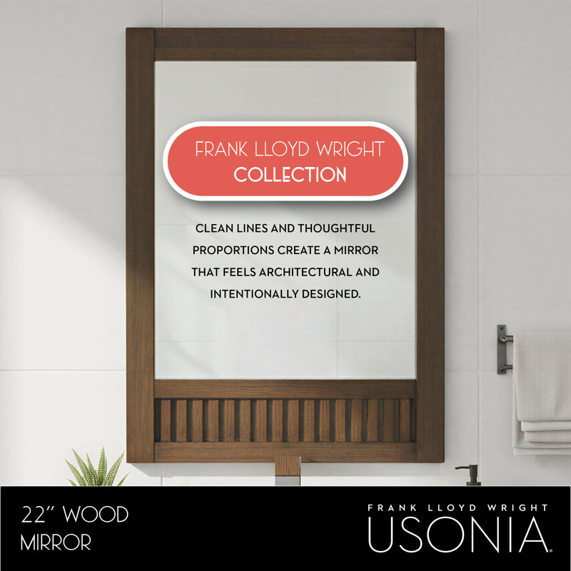 Through Lines Flat Wall Mirror, 30" x 22", Brown