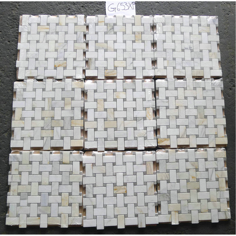 12 in. x 12 in. Marble Tile, White/Beige