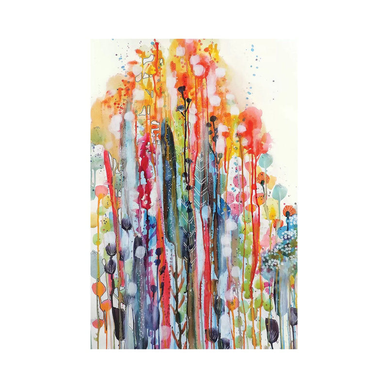 «Petit Jardin I» par Sylvie Demers - peinture sur toile tendue, H 12 po x l 8 po x P 0,75 po