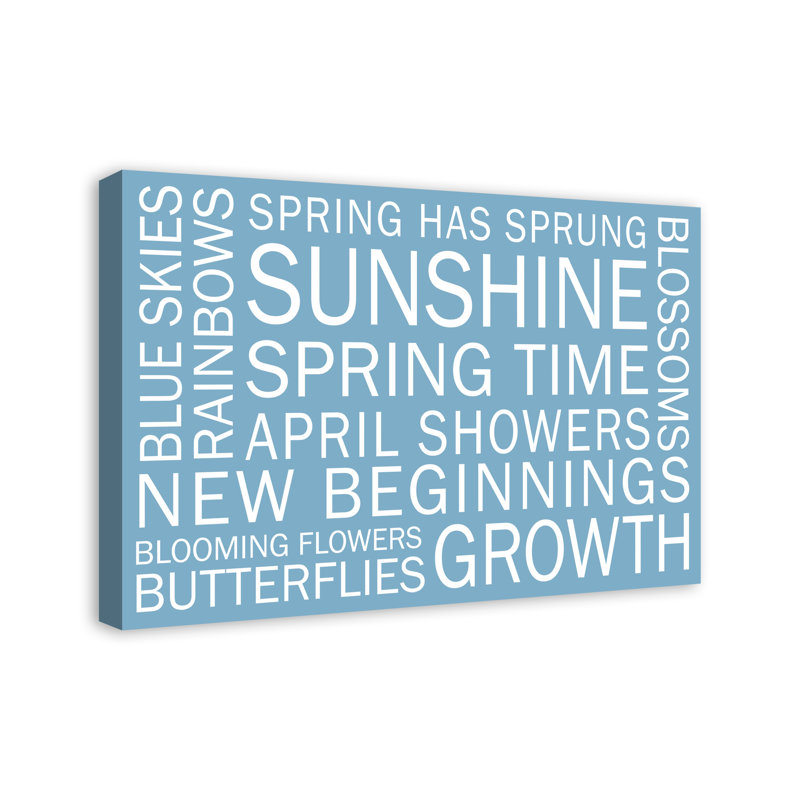 Dictons du printemps - On, H 20 po x l 30 po x P 1,25 po, Bleu