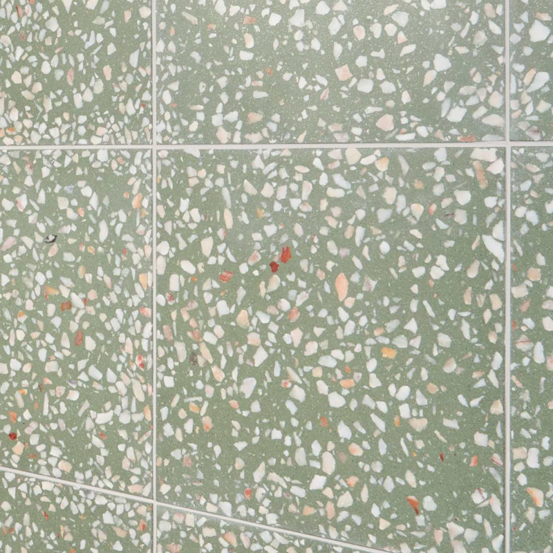 True Terrazzo 16x16 Polished Terrazzo Tile, Lisbon Green