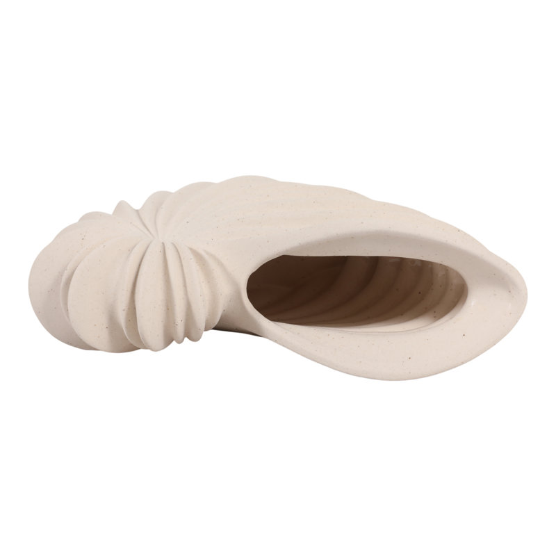 Figurine en céramique moderne, inspirée d'une coquille et de sa forme abstraite en spirale, idéale pour la décoration intérieure - Sculpture décorative de style côtier pour le salon - 25 cm, gris