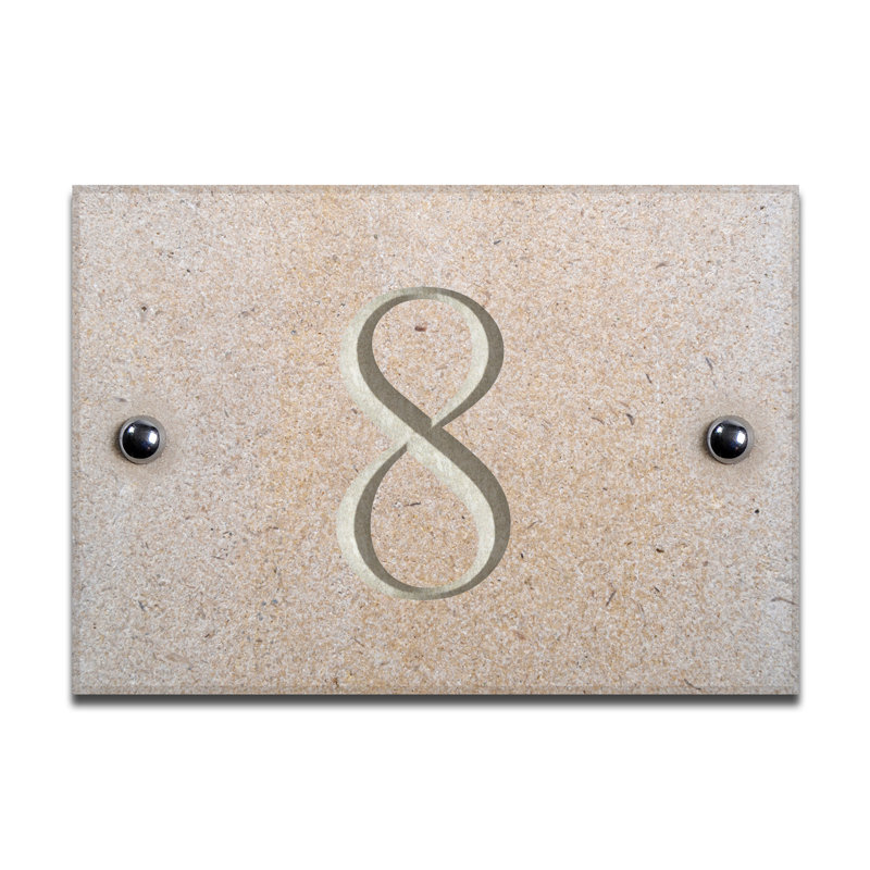 Chebanse 10cm H Stone House Number, White, 8