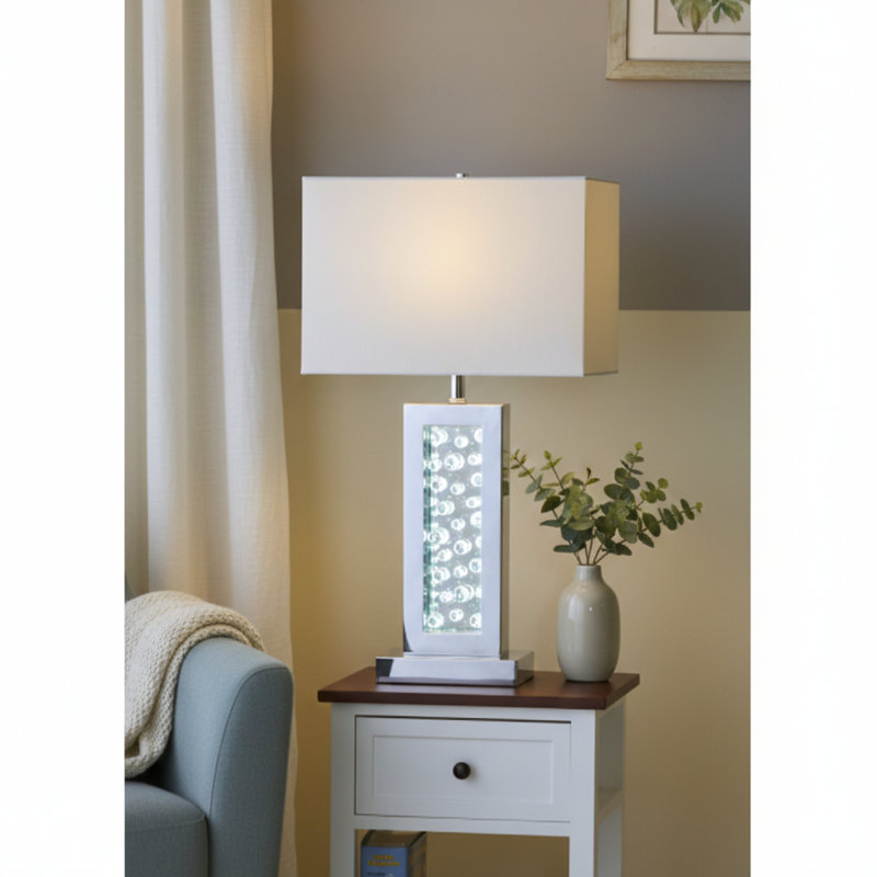 Modern Unique Glass Bubble Column Clean Rectangular Shade 1Pc Lamp Ambient Glow Chrome LED Accent White