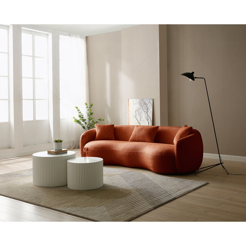 Canapé courbé, canapé en tissu Boucle, Boucle orange