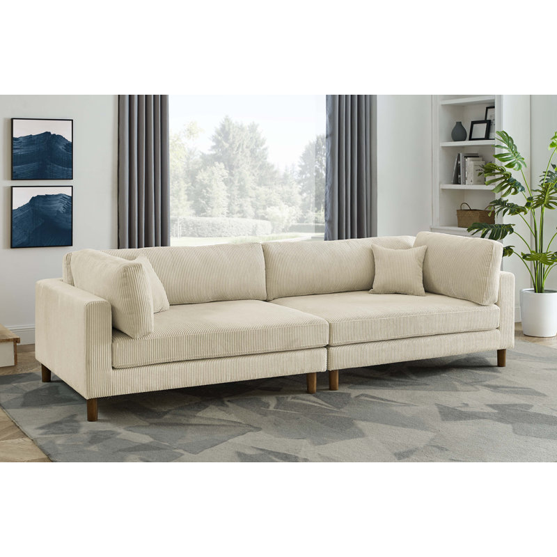 Assel 116'' Corduroy Sofa, Beige
