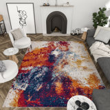 Abstract Contemporary Indoor Area Rug for Living Room, Dining Room, Bedroom