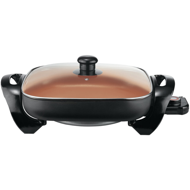Brentwood 12-Inch Copper Nonstick Electric Skillet with Glass Lid