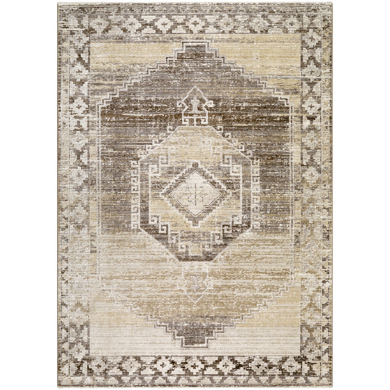 Moroccan Area Rug, Rectangle 200 x 275 cm, Light Grey/Taupe/Off-White/Dark Brown