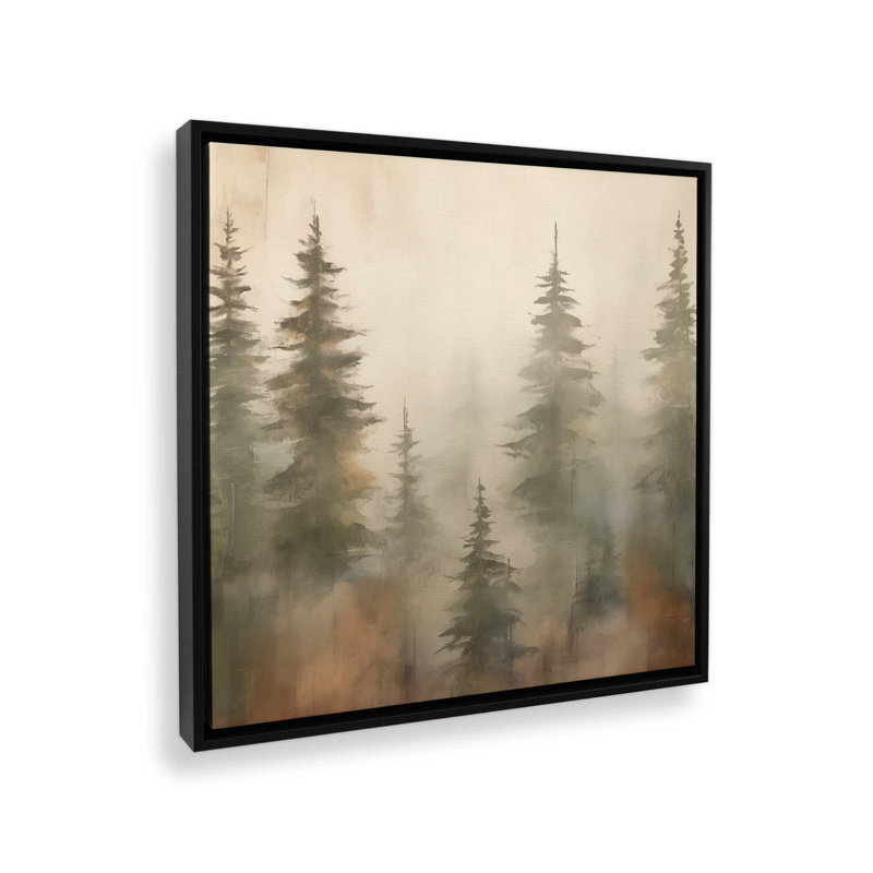 «Foggy Warm Forest II», reproduction sur toile, H 12,75 po x l 12,75 po x P 1,75 po, Cadre flottant noir, 1
