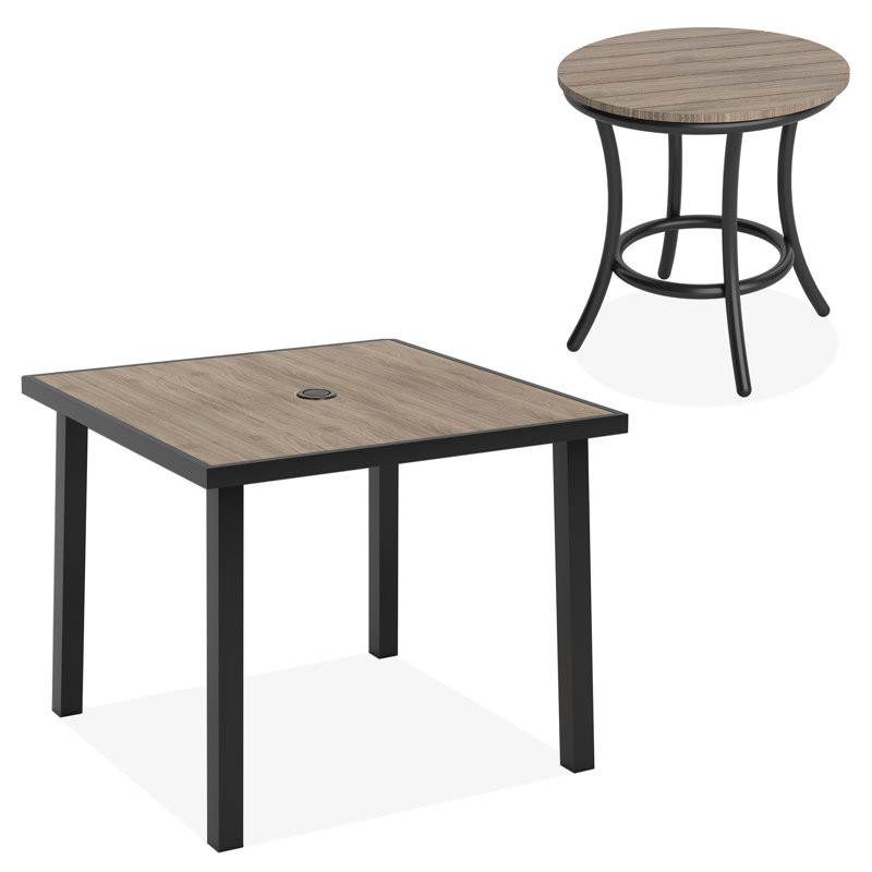 Loddon Aluminum Outdoor Patio Dining Table, Brown