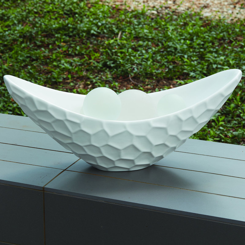 Honeycomb Long Bowl-Matte White