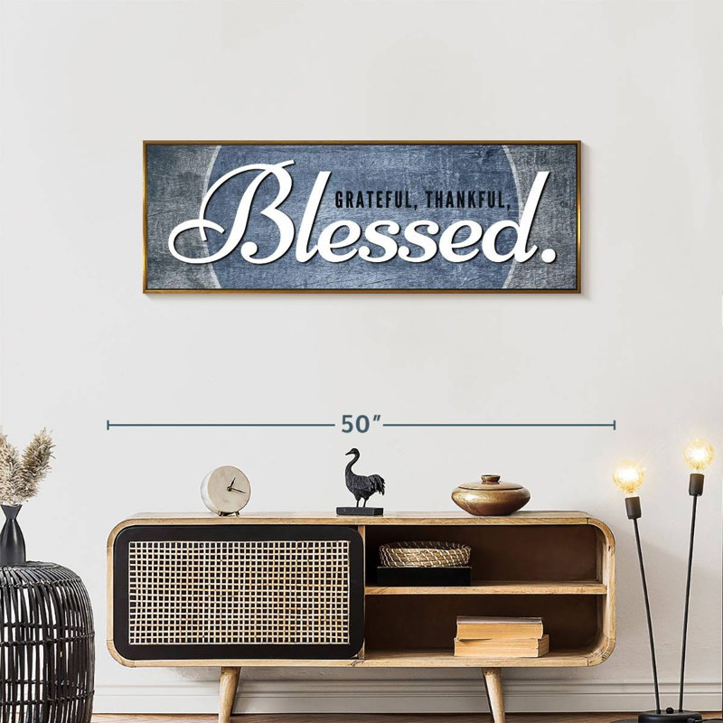 Bienheureux, typographie inspirante, Floating Frame Gold, 43 po x 15 po