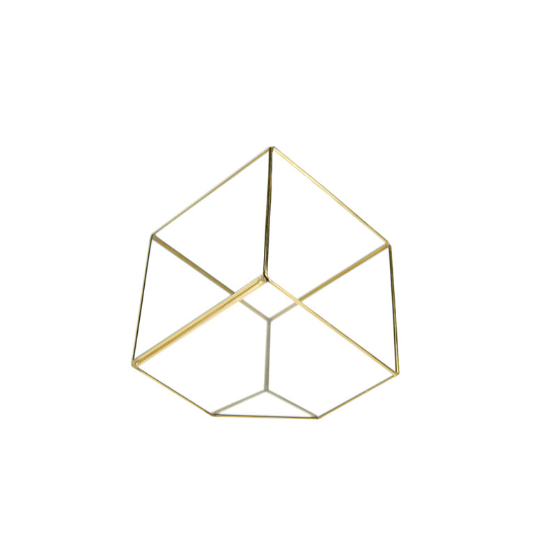 Terrarium en verre Raekwon Heptahedron, H 11,5 po x l 11,5 po x P 11,5 po, Doré