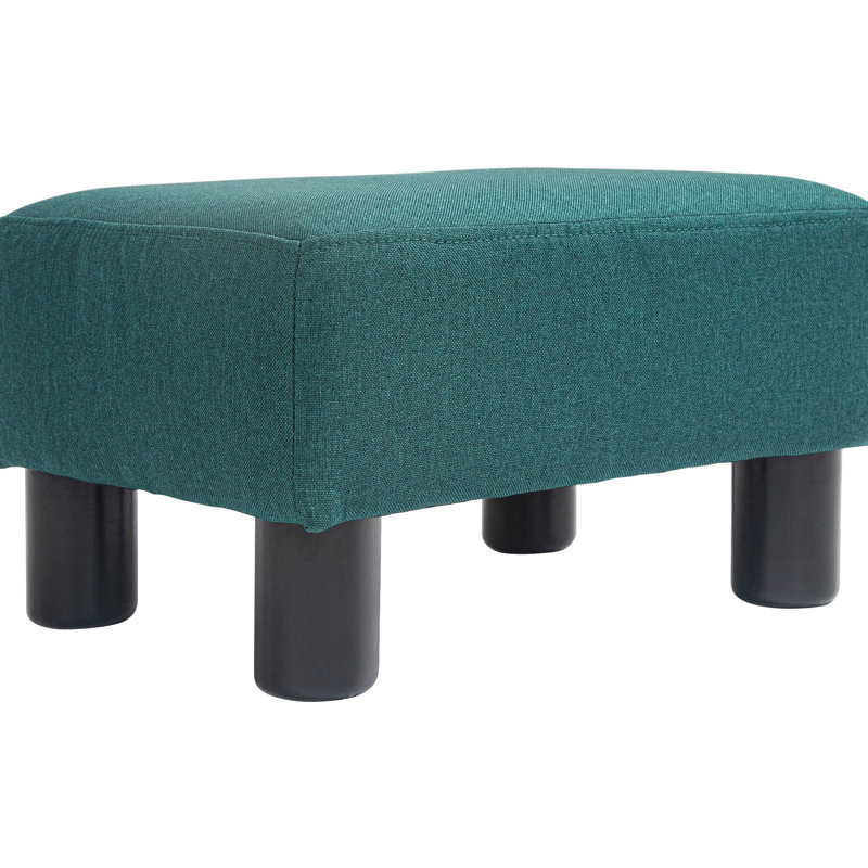 Foot Rest , Linen Upholstered With Plastic Leg Foundation For Living Area Room Foot, Covered And Legged Piece