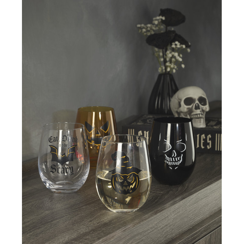 Verres à vin sans pied Vintro Halloween, ensemble de 4