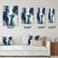 Transcendance abstraite en bleu et or III - Peinture abstraite très grandes horloges murales-99637486