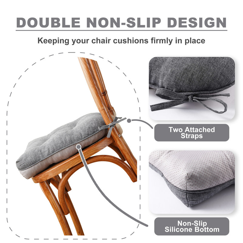 Chair Cushions For Dining Chairs,  Indoor/Outdoor Waterproof Chair Seat Pads, 15.5"X15.5"X4", 2, Dark Grey