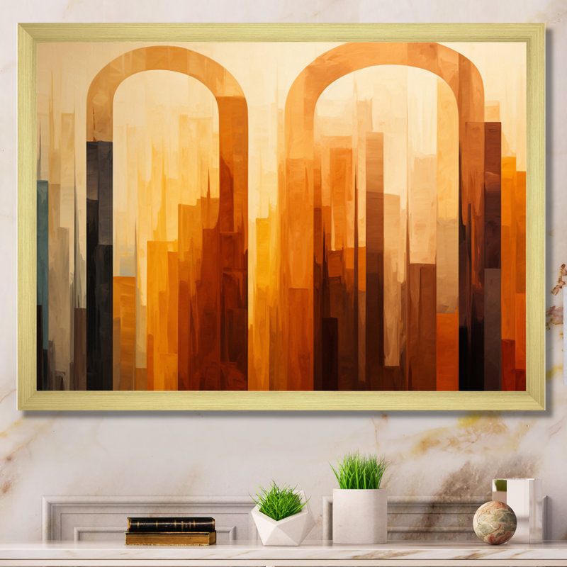 Islam Art The Pillars III - Islamic Wall Art Living Room, H 24 po x l 32 po x P 1 po, Cadre doré à une seule photo