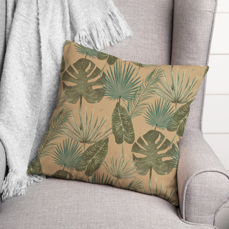 Coussin Floral, Brun clair