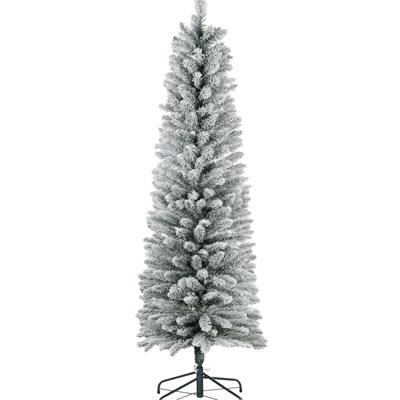 Arbre de Noël enneigé 6 pi, 329 pointes, base en métal, Jolly 6 pi artificiel avec neige, saison magnifique