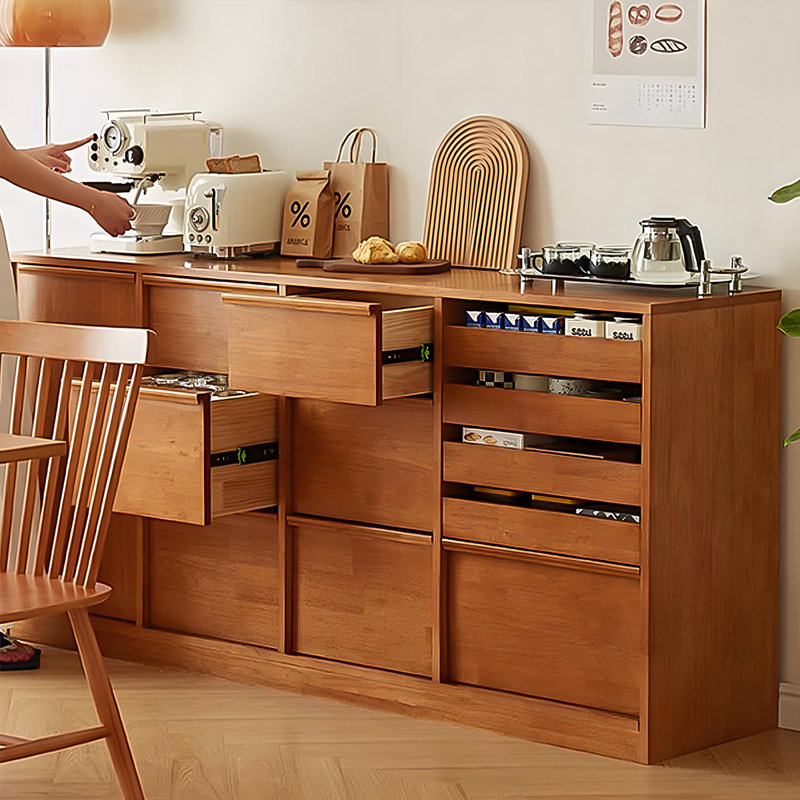 70.87"Simple brown solid wood dining sideboard for wall storage