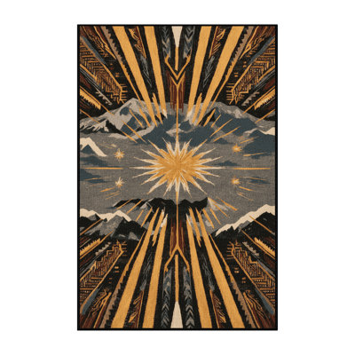  Washable Sunburst Horizon Southwestern Area Rug
