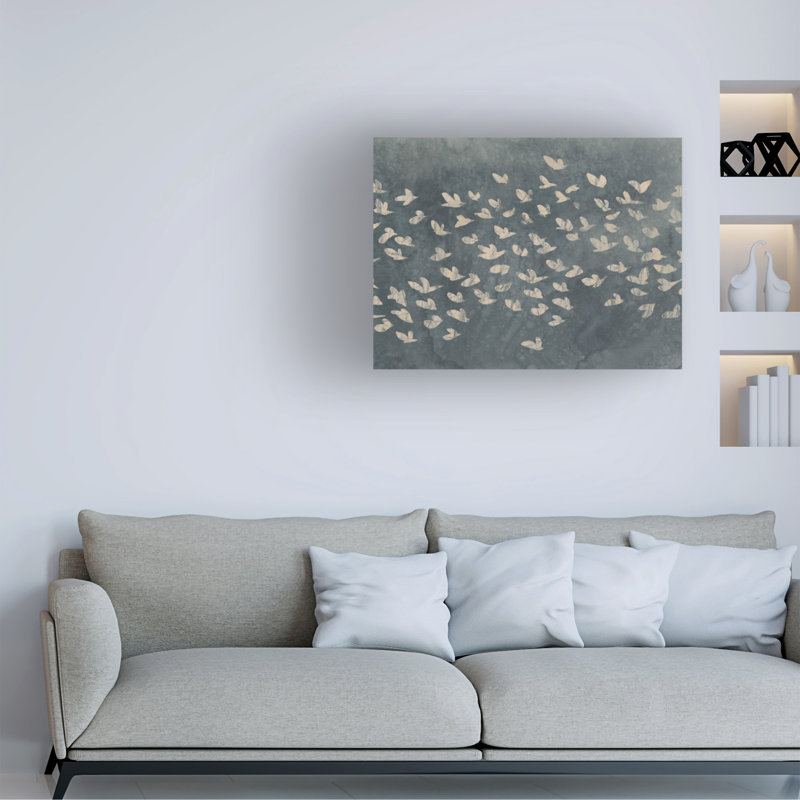 Art mural sur toile tendue - "Watangle Flock I" de June Erica Vess pour décoration de salon, de chambre à coucher ou de bureau - 24 x 32