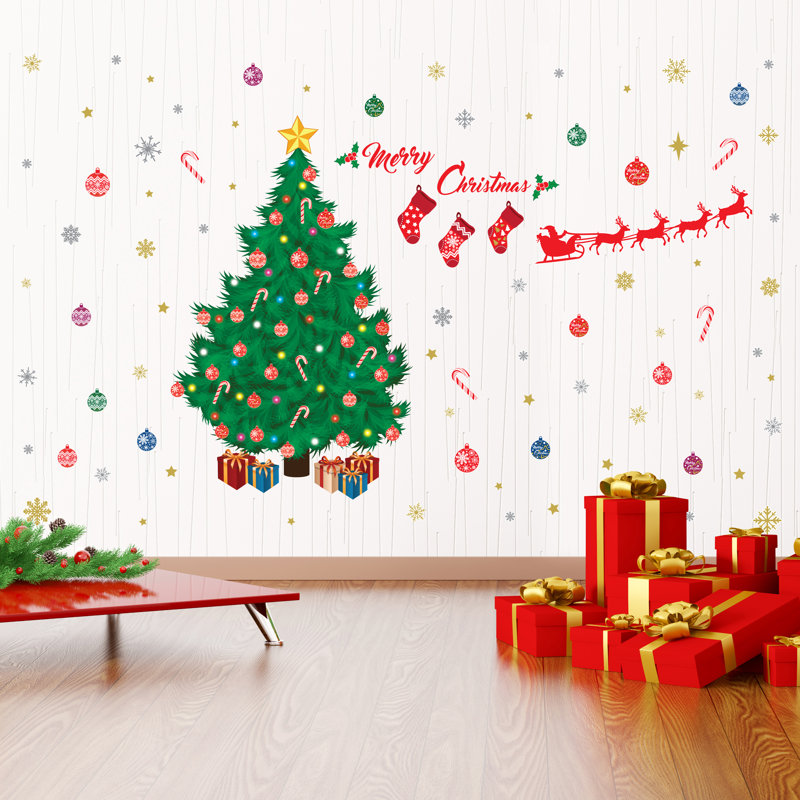 Santa Christmas Tree Wall Sticker Decals