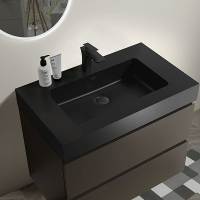 Modern 30" Gray Bathroom Sink - Spacious Storage, Silent Smooth Operation Vanity For Contemporary Look, Large
