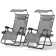 Set of 2 Zero Gravity Chairs, Folding Recliner Outdoor Lounge Chairs With Adjustable Sunshade and Cup Holder Tray