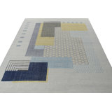 Distressed Homage Hand Knotted Wool Geometric Area Rug