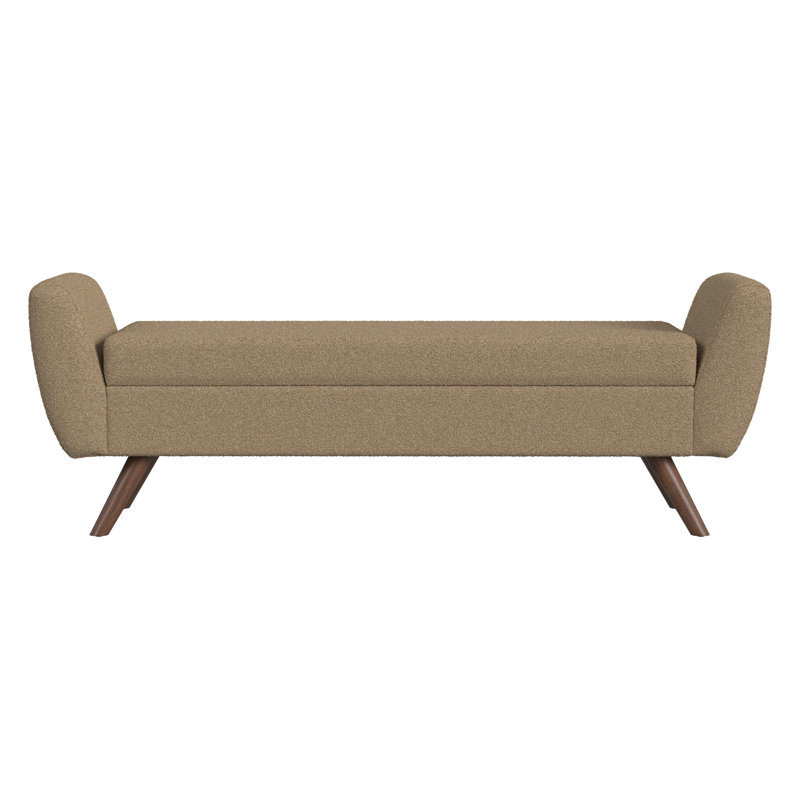 Amsi Upholstered Storage Bench, Brown Boucle