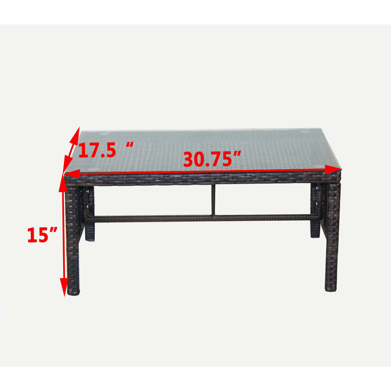 Outdoor patio Furniture 1 Coffee Table with clear tempered glass
