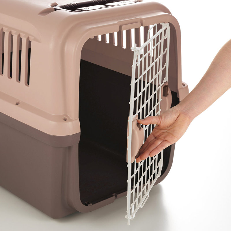 Richell E-Z Mobile Pet Carrier, Wheeled Pet Carrier for Dogs and Cats, 20.10" H x 18.30" W x 26.20" D, Brown