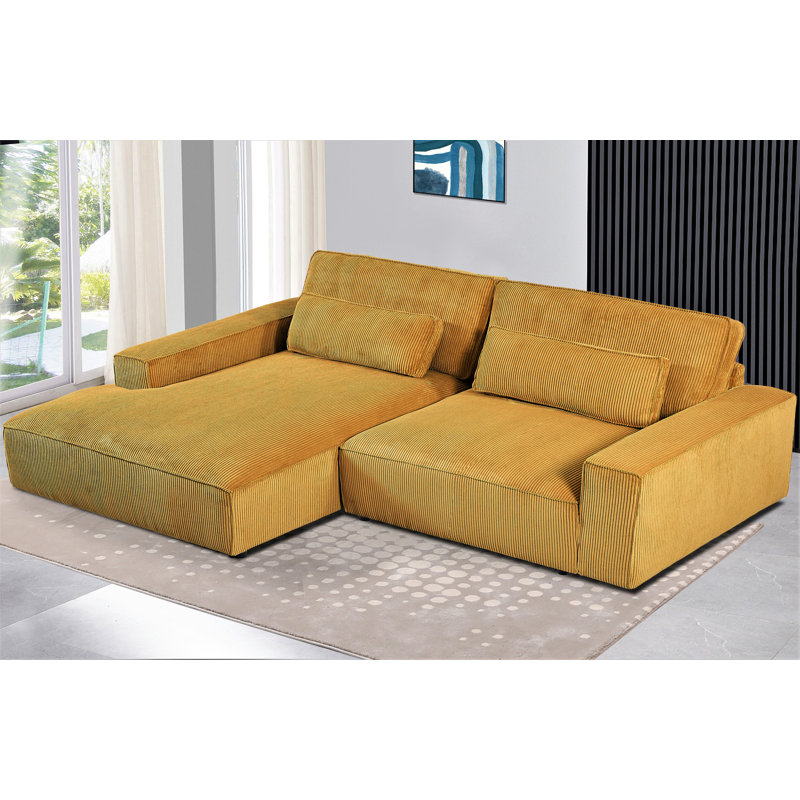 Gionatan Corduroy Sectional, Left Hand Facing, Ginger Corduroy