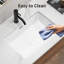 Rectangular Undermount Bathroom Sink -22 *15 inch Vessel Sink,Undermount Bathroom Sink Rectangle, White Ceramic Lavatory Vanity Basin with Overflow